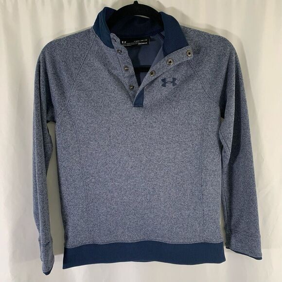 Under Armour Sweater Youth Boys Medium Blue Pullover 1/4 Snap Loose - Picture 1 of 9